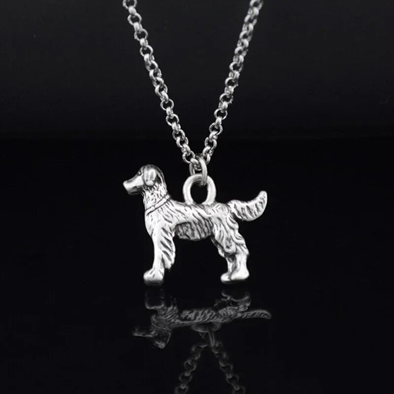 Vintage 3 Style Pomeranian & Samoyed & Keeshond & Golden Retriever & Whippet Dog Charms Pendant Necklace Women Pet Lover Gift