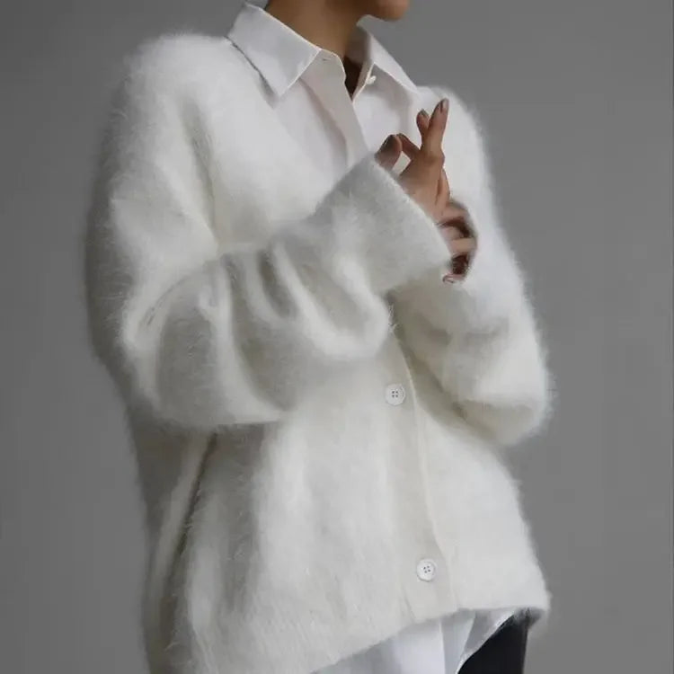 Aynaray 2023 Autumn Winter Korean Women Solid Knitted Cardigan Casual Loose Long Sleeve V-neck Sexy Sweater Female