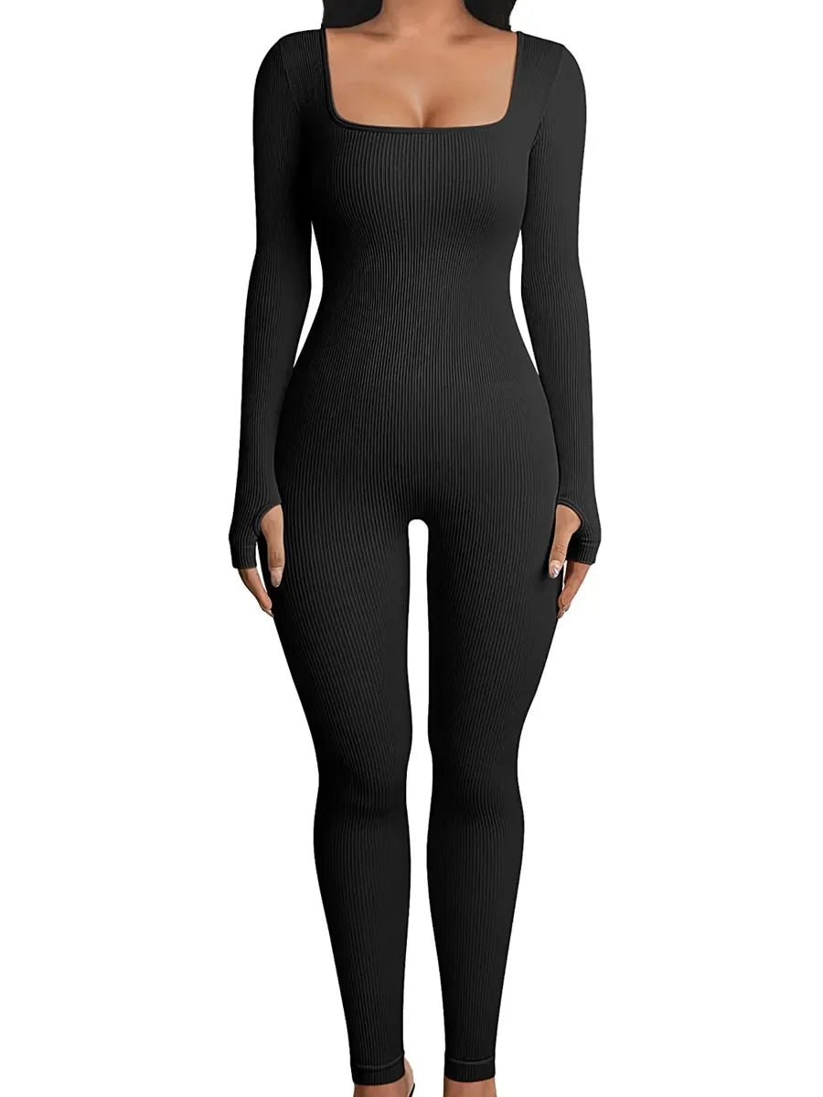 Sunday Comfy Ribbed Long Sleeve Playsuit