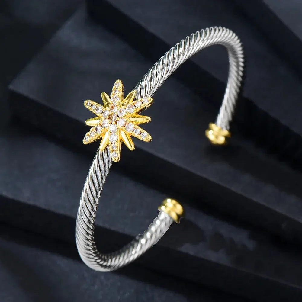 Missvikki Original design Stackable Bangle For Women Bridal Wedding Cubic Zircon OPen Bangle Dubai Bracelet Party Jewelry