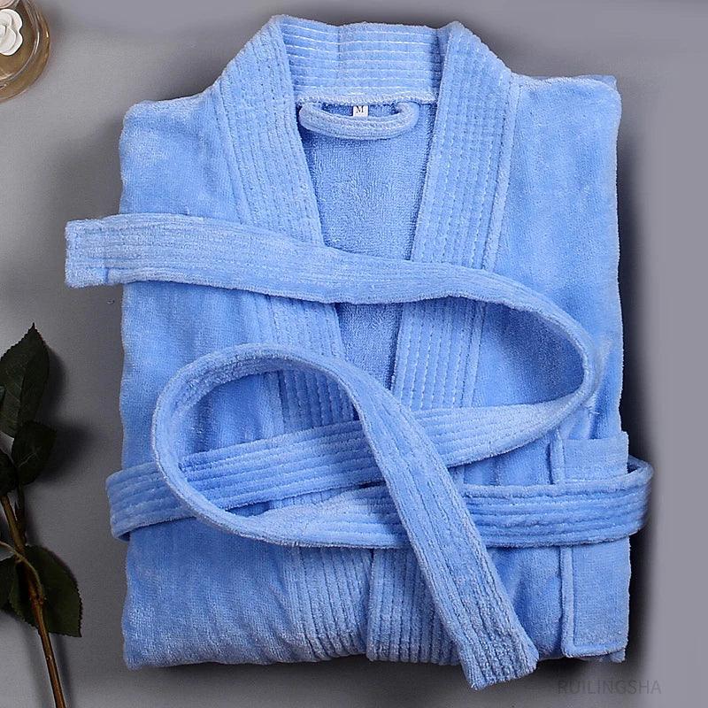 Women 100% Cotton Terry Bath Robe Plus Size Suck Water Towel Bathrobe Kimono Dressing Gown Winter Summer Men Waffle Sleepwear