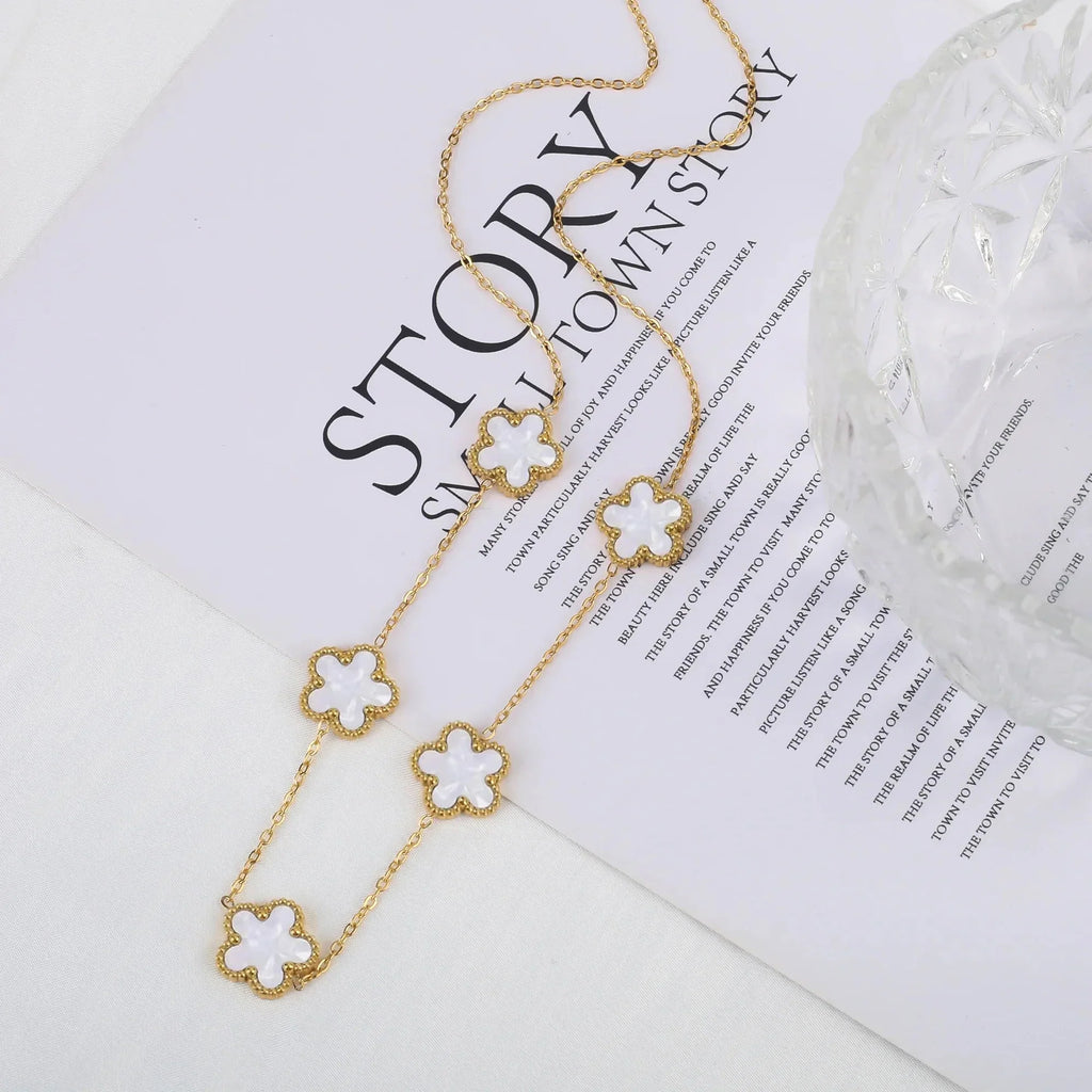 Hot Sale Stainless Steel Laser Five Leaf Flower Petal Adjustable Clover Bracelet Classic for Woman Girl Brand Jewelry Party Gift