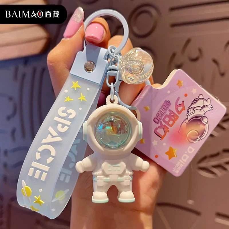 Cartoon Spaceman Light Glowing Keychain Sunset Light Luminous Keychain Female Cute Space Astronaut Couple Key Chain Bag Hanging