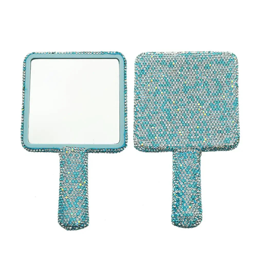 Diamond Handheld Makeup Mirror Love Heart Mirror Female Handle Makeup Cosmetic Beauty Tools Handheld Vanity Make Up Mirror