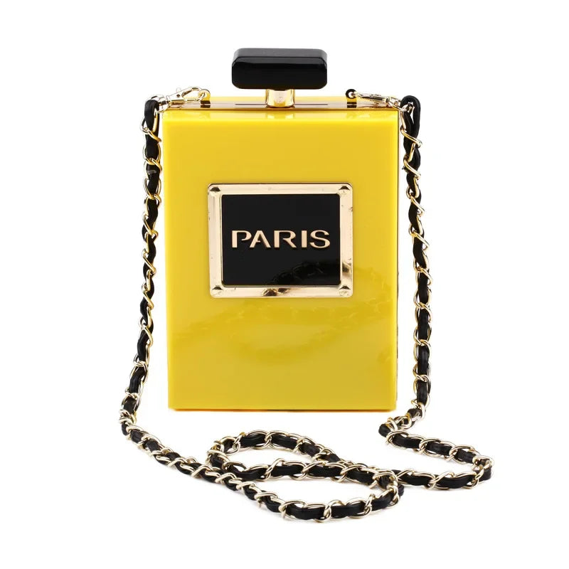 Acrylic Paris Perfume Shaped Crossbody Bag