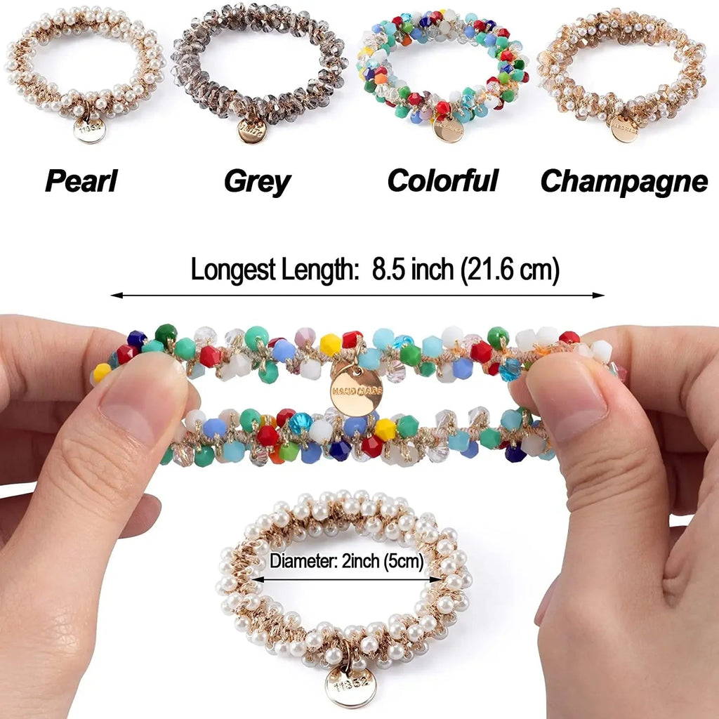Crystal Pearl Handmade Hair Tie