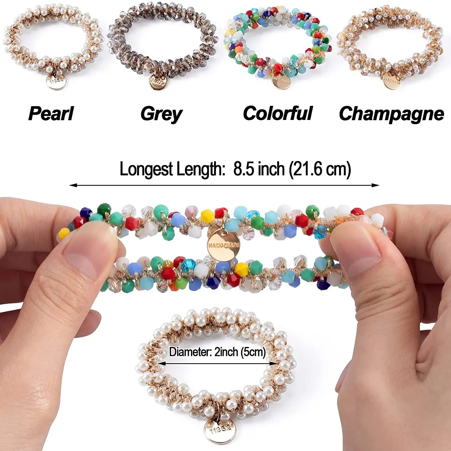 Crystal Pearl Handmade Hair Tie