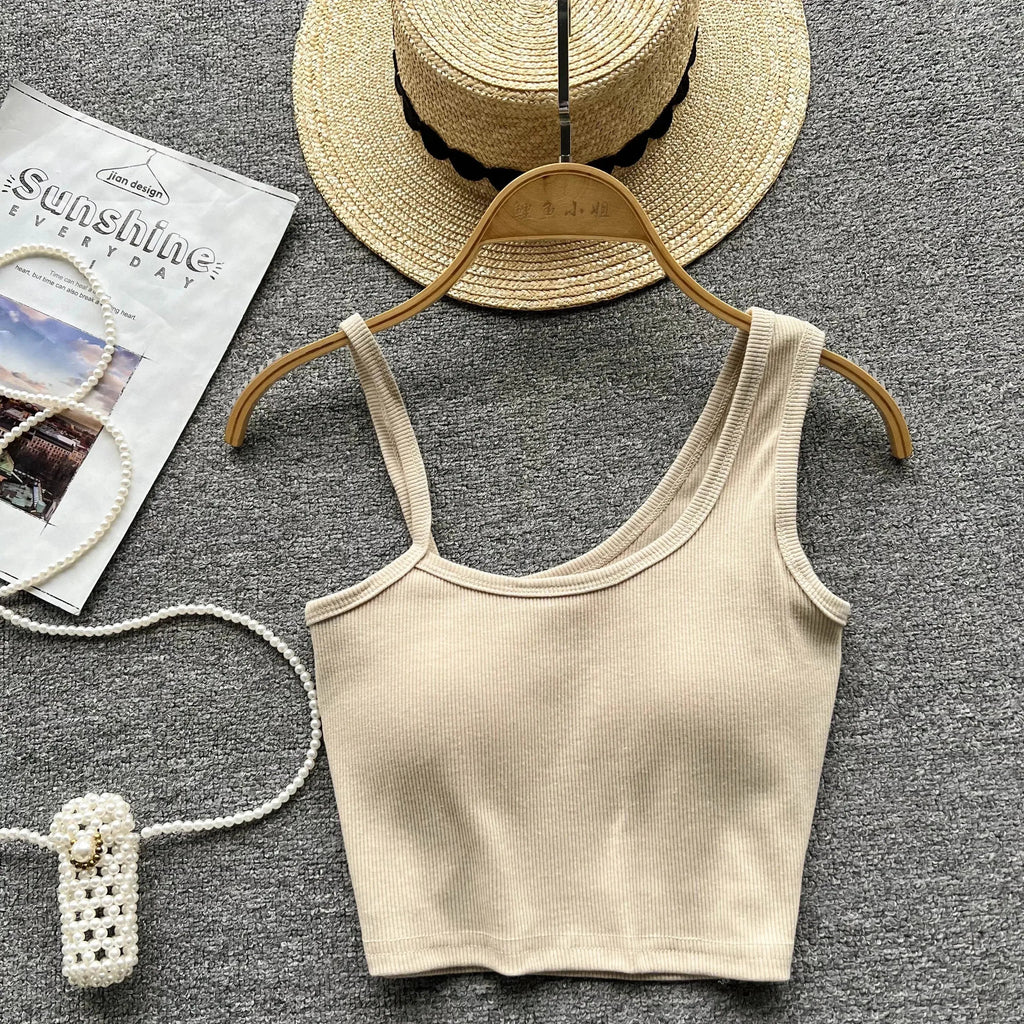Strapless Western Style Skinny Tanks Camis for Women Summer Casual Solid Colours Female Corset Crop Tube Tops with Built In Bras