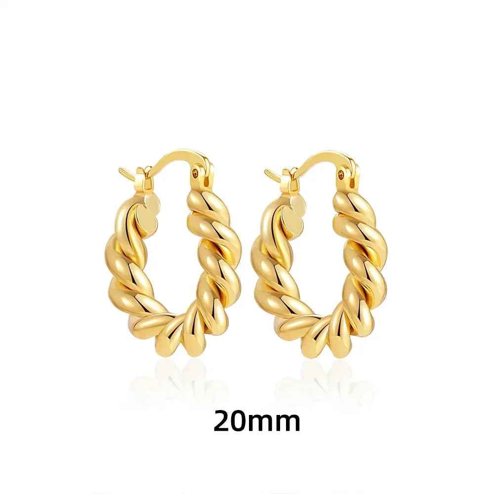 New Trendy Geometric Twisted Thick Hoop Earrings Fashion Gold Color Big Round Circle Earrings for Women Punk Hiphop Jewelry Gift