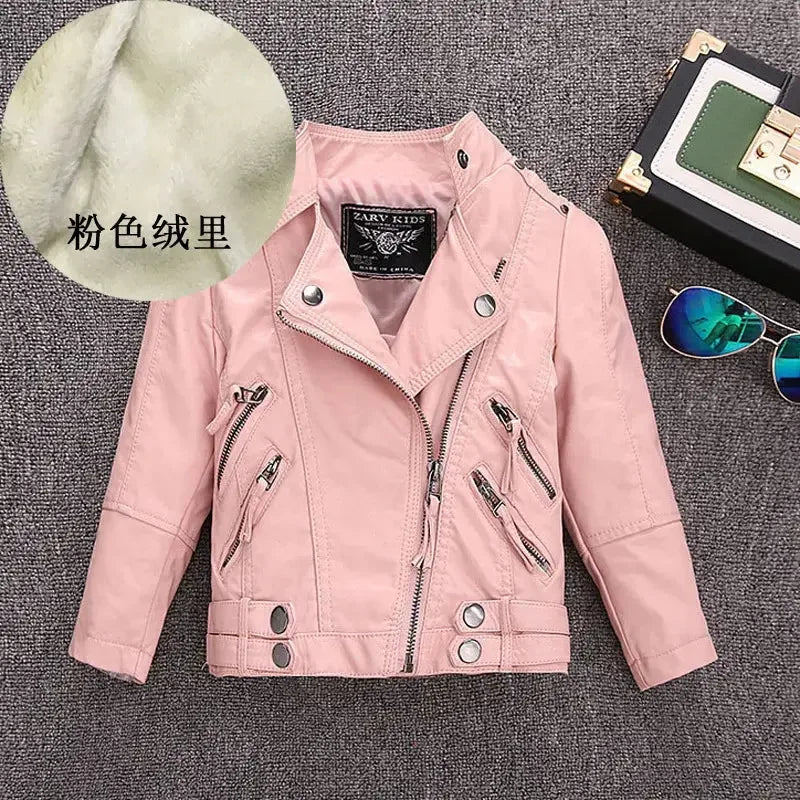 Girls Faux Leather Fall Jacket