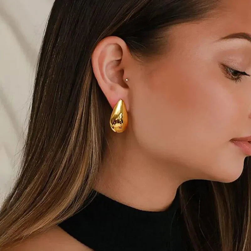 Trendy Circle Twists Hoop Earring for Women Simple Temperament Hyperbole Gold Color Ear Daily Wear Jewelry Party Gifts