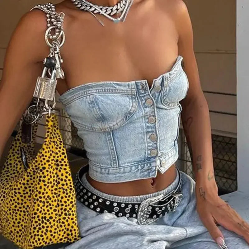 Cute Denim Crop Top