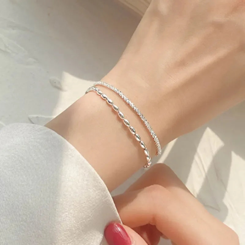 Romance 925 Sterling Silver Double Love Bracelet