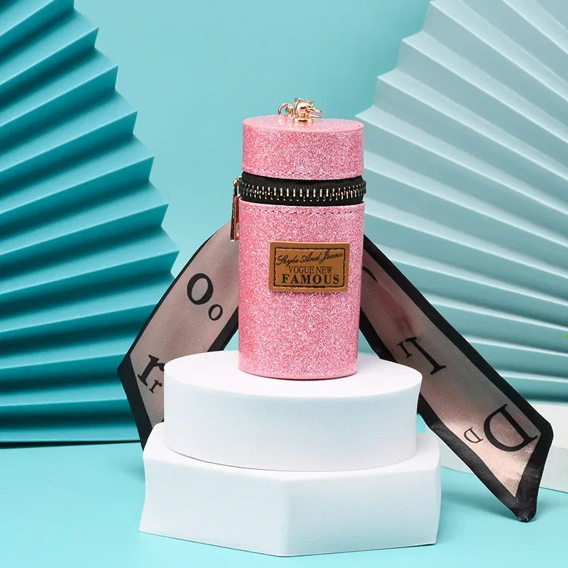Creative Luxury Leather Plaid Mini Lipstick Bags Pendant Keychain Fashion Exquisite Storage Bag Keyring Female bag Car KeyChain