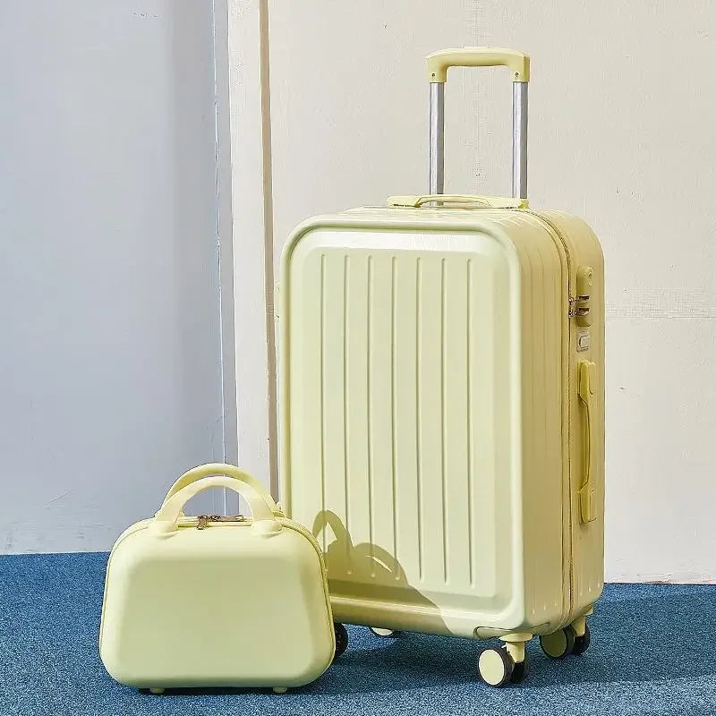 Large Pastel Suitcase With USB Charging Port & Cup Holder