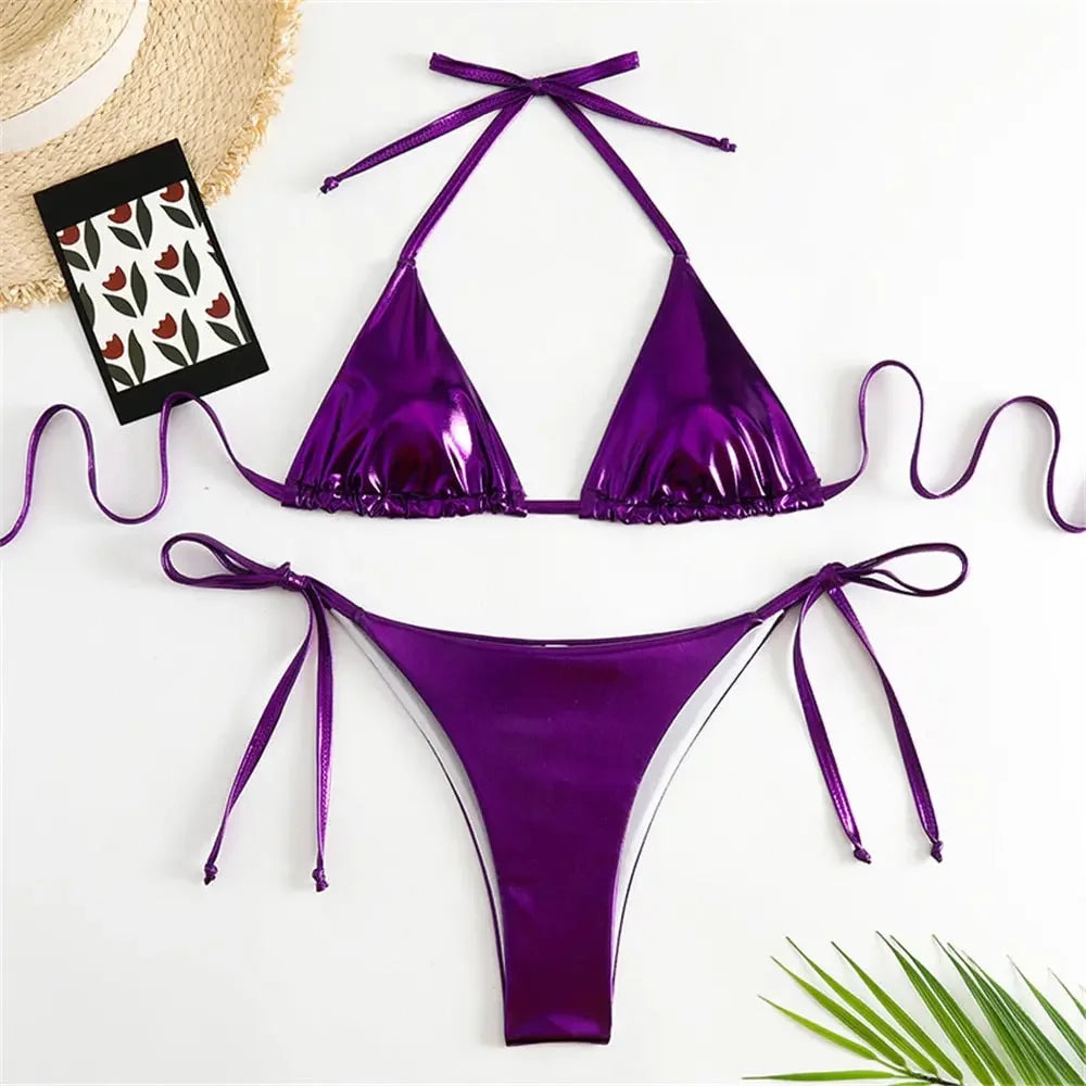 Pamela Patent Leather G-String Swimwear