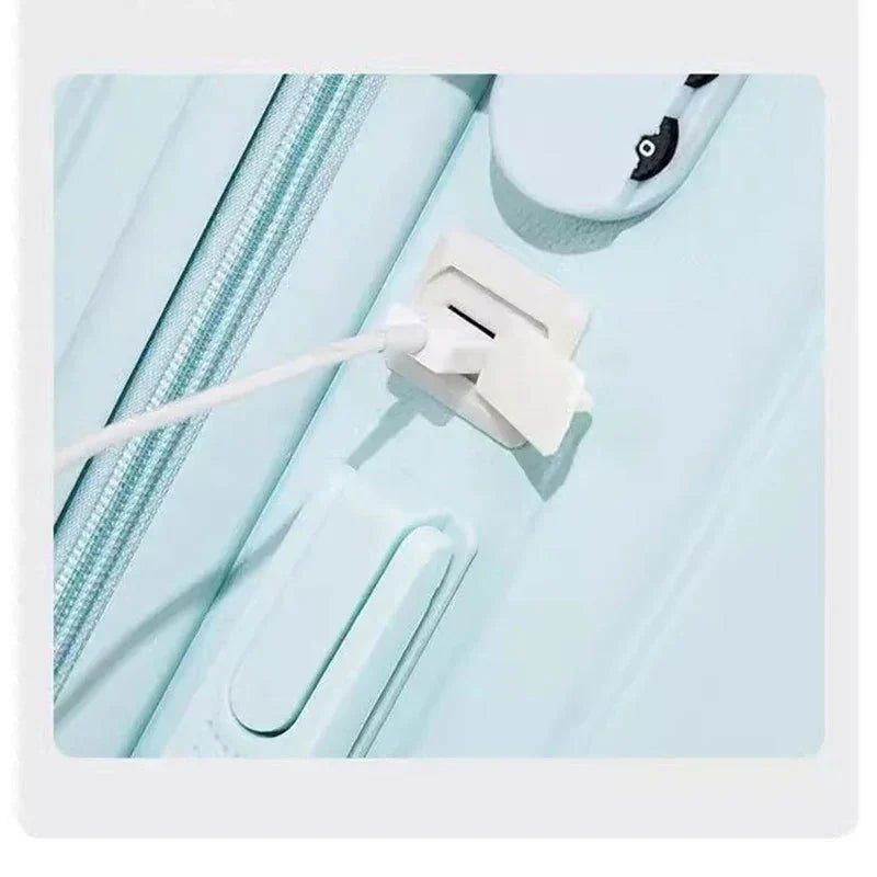 Large Pastel Suitcase With USB Charging Port & Cup Holder