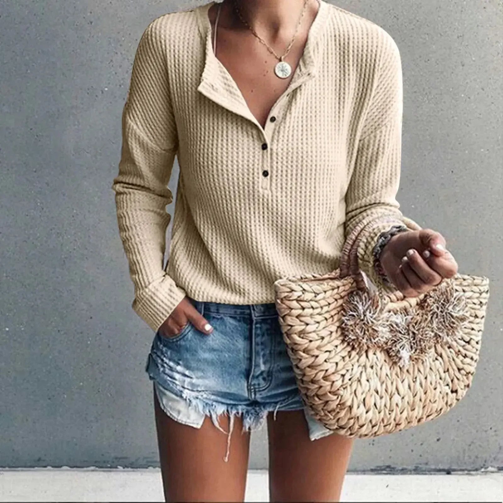 Women’s Waffle Long Sleeve Top