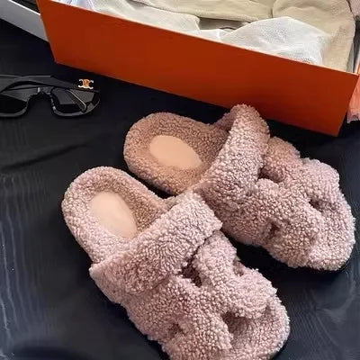 Women Designer Fur Slippers Luxury