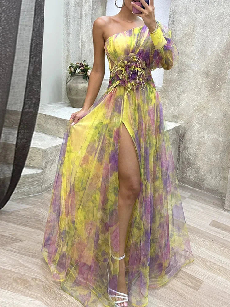 Artful Off The Shoulder Maxi Dress