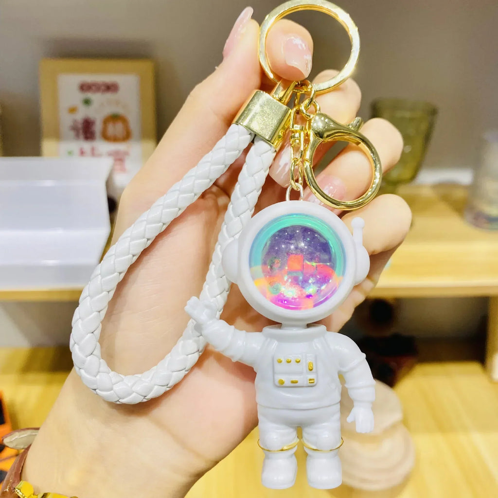 Cartoon Spaceman Light Glowing Keychain Sunset Light Luminous Keychain Female Cute Space Astronaut Couple Key Chain Bag Hanging