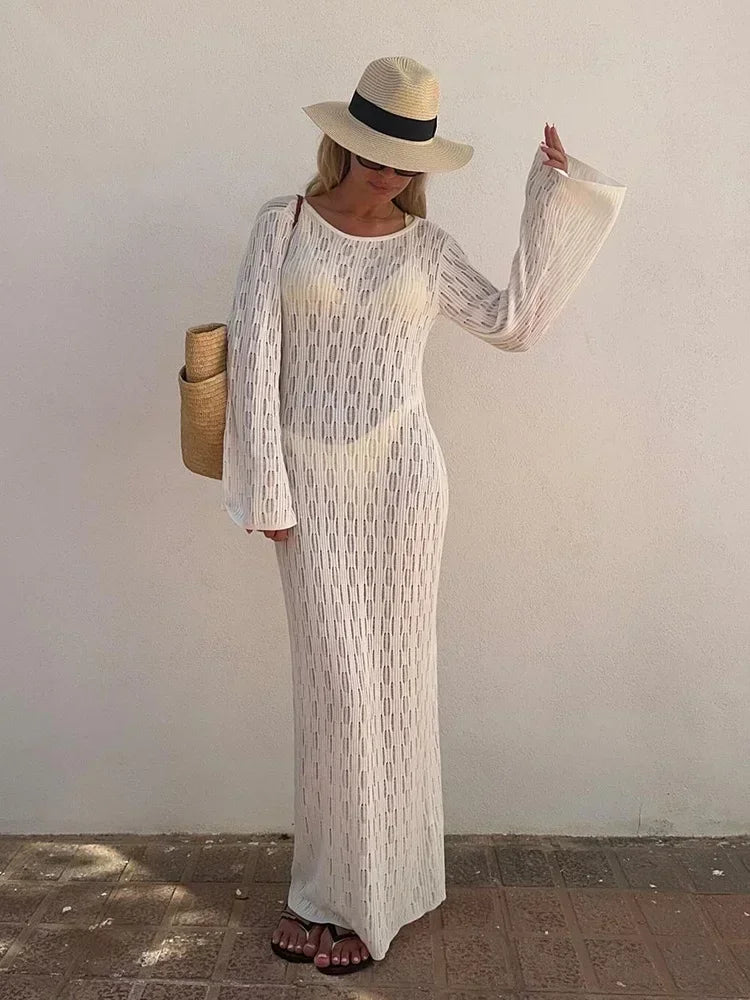 Long Sleeve Beach Maxi Dress