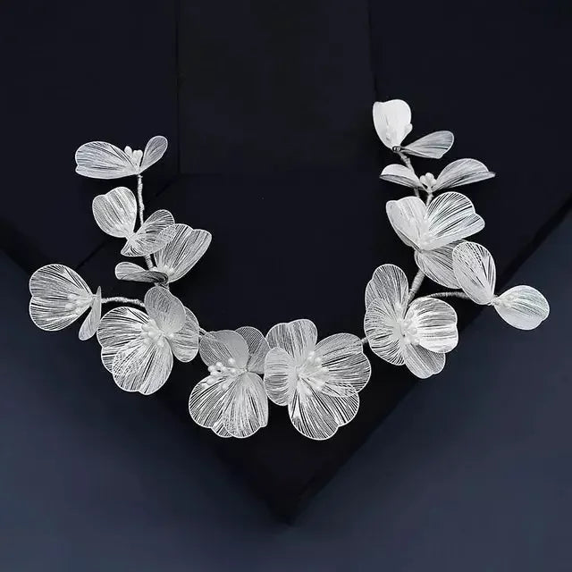 Flower Hairband Bridal Hair Jewelry Pearl Crystal Headband Elegant Birthday Party Tiara Crown Wedding Hair Accessories For Women