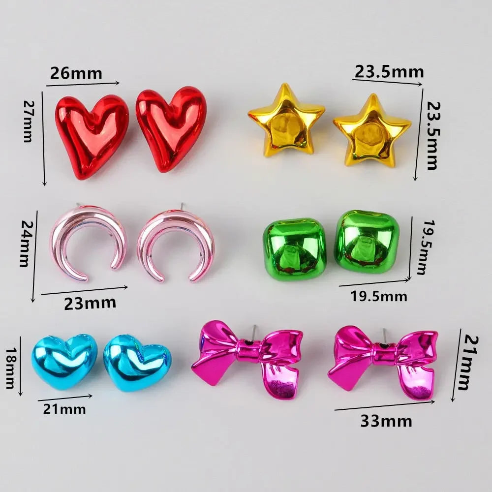 Happy Metallic Balloon Stud Earrings Set