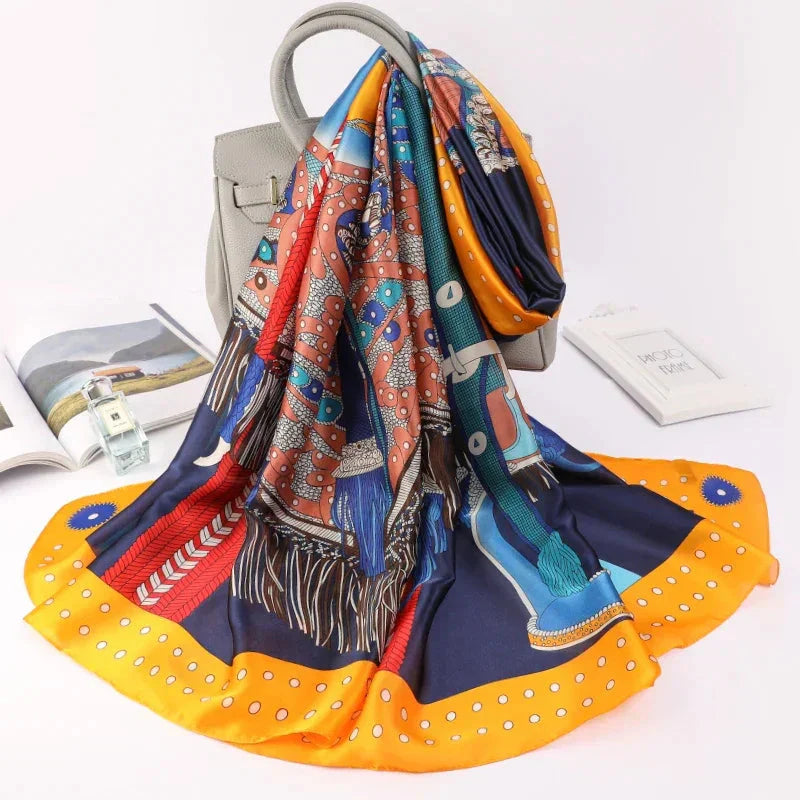 180*90cm Luxury Brand Women Summer Silk Scarves Shawl Lady Wrap Soft Female Europe Designer Beach Bandanna foulard muffler pareo