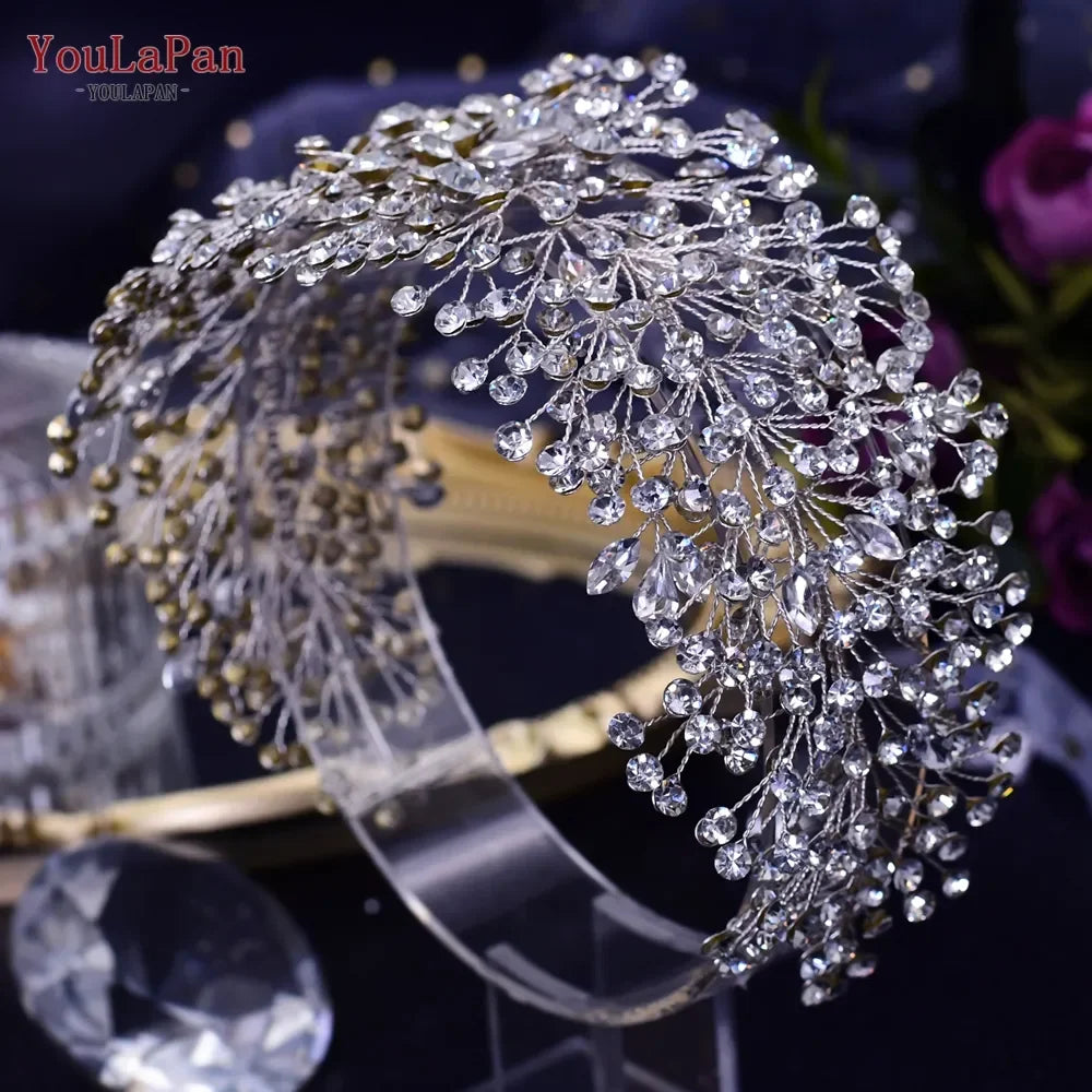 YouLaPan HP496 Fashion Woman Headband Rhinestone Bridal Headpiece Wedding Hair Accessories Bride Tiara Pageant Headdresses