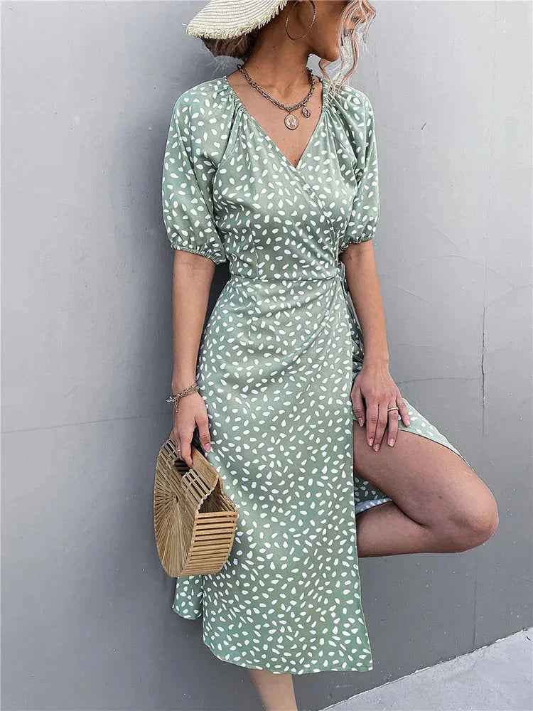 Market Puff Sleeve Boho Midi Dress