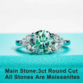 3ct Round Cut Moissanite Engagement Ring 18K Gold Plated Silver