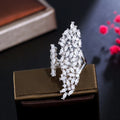 CWWZircons Adjustable Sparkly Big Chunky White Cubic Zirconia Pave Setting Women Party Engagement Long Finger Rings Jewelry R253