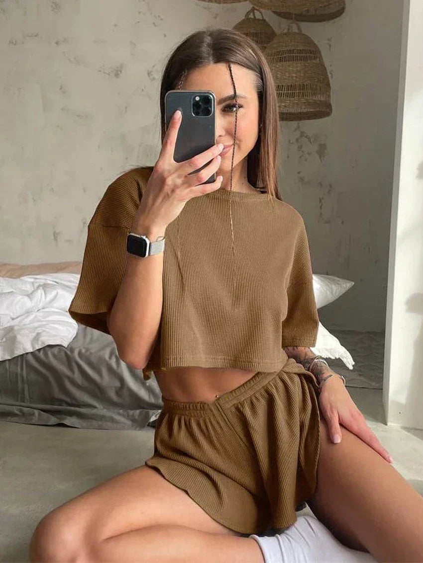 Casual Short Sleeve Top & Shorts Sleepwear