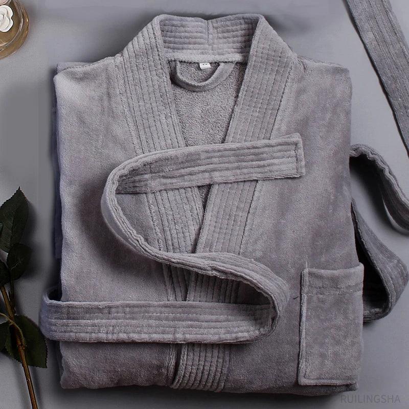 Women 100% Cotton Terry Bath Robe Plus Size Suck Water Towel Bathrobe Kimono Dressing Gown Winter Summer Men Waffle Sleepwear