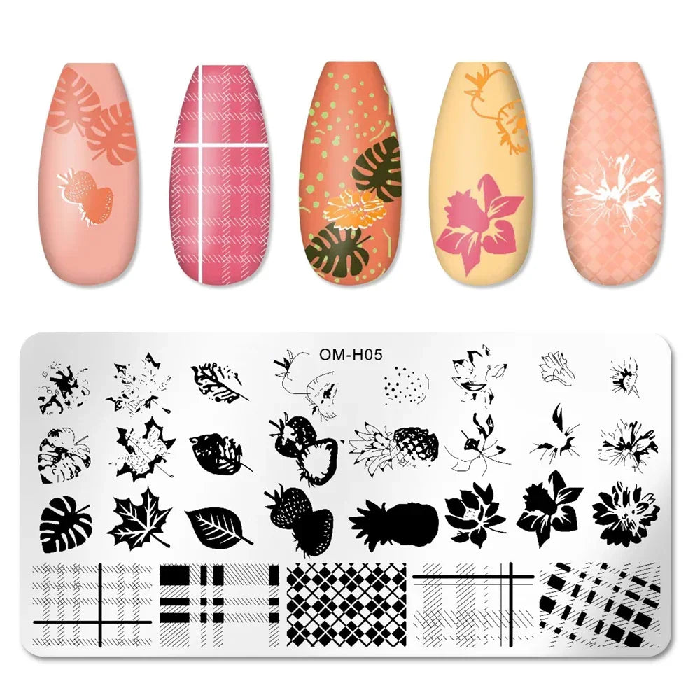 Snake Leopard Nail Templates Flower Leaf Heart Lace Pattern Nail Stamper Stencil Plates For Women Girls DIY Manicure Accessories