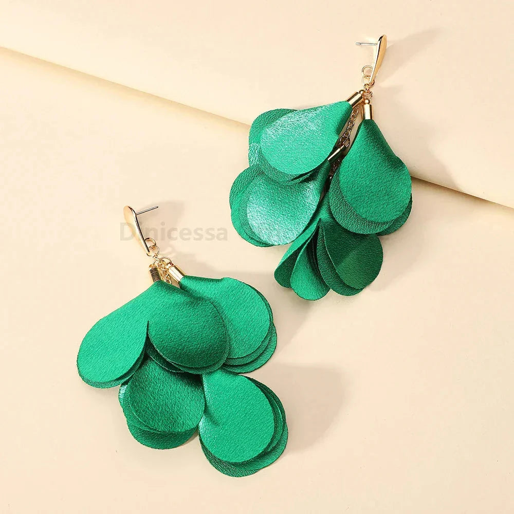 Boho Fashion Elegant Leopard Flower Long Tassel Dangle Earrings For Women Luxury Designer Wedding Party Jewelry Ear Accessories