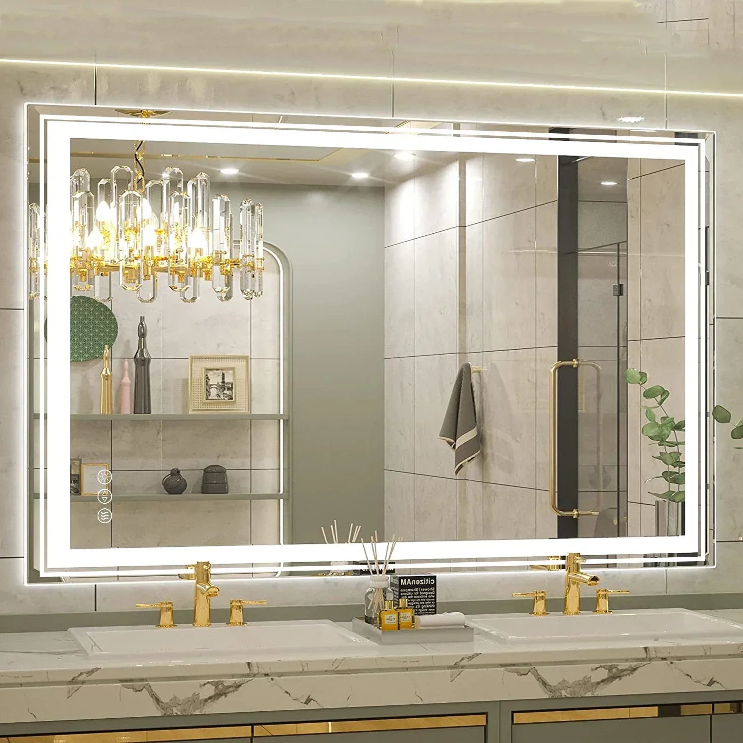 LED Dimmable Backlit Overaized Mirror With Anti-Fog