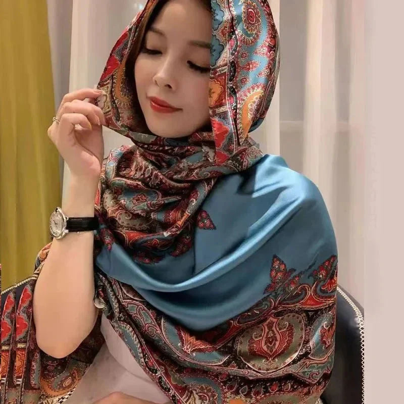 180*90cm Luxury Brand Women Summer Silk Scarves Shawl Lady Wrap Soft Female Europe Designer Beach Bandanna foulard muffler pareo