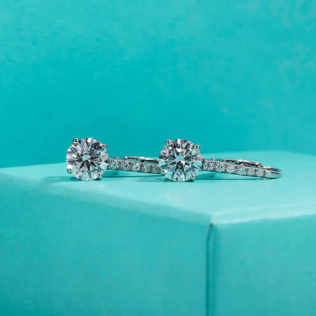 Lovely 1 Carat D Color Moissanite Dangle Drop 925 Sterling Silver Earrings With GRA Certificate
