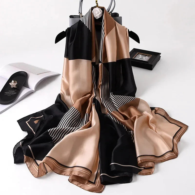180*90cm Luxury Brand Women Summer Silk Scarves Shawl Lady Wrap Soft Female Europe Designer Beach Bandanna foulard muffler pareo