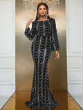 Women's Boat Neck Lantern Sleeve Dress