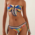 2024 Sexy Bikini Set Women High Waist Classic Off Solid Ruffle Sleeves Swimwear Red Separate Deep V Swimsuit Vintage Beach Set