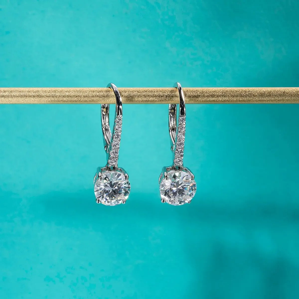 Lovely 1 Carat D Color Moissanite Dangle Drop 925 Sterling Silver Earrings With GRA Certificate