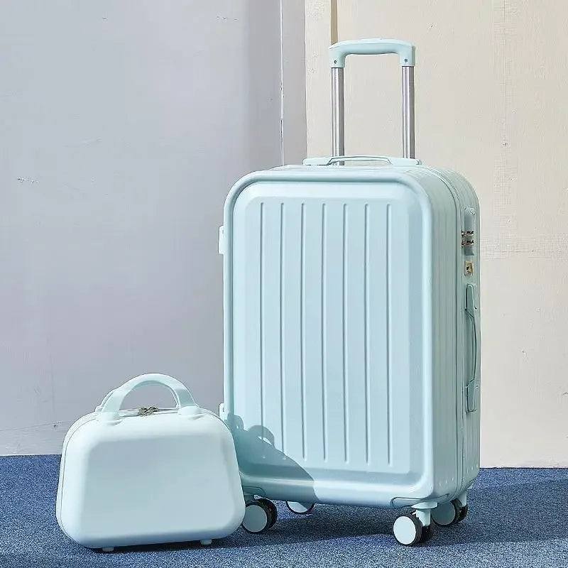 Large Pastel Suitcase With USB Charging Port & Cup Holder