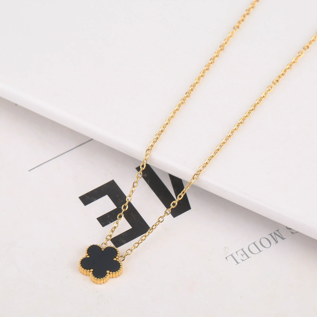 Stainless Steel Non Fading Minimalist Creative Plant Live Leaf Petal Flower Pendant Necklace Earrings Bracelet Jewelry Set