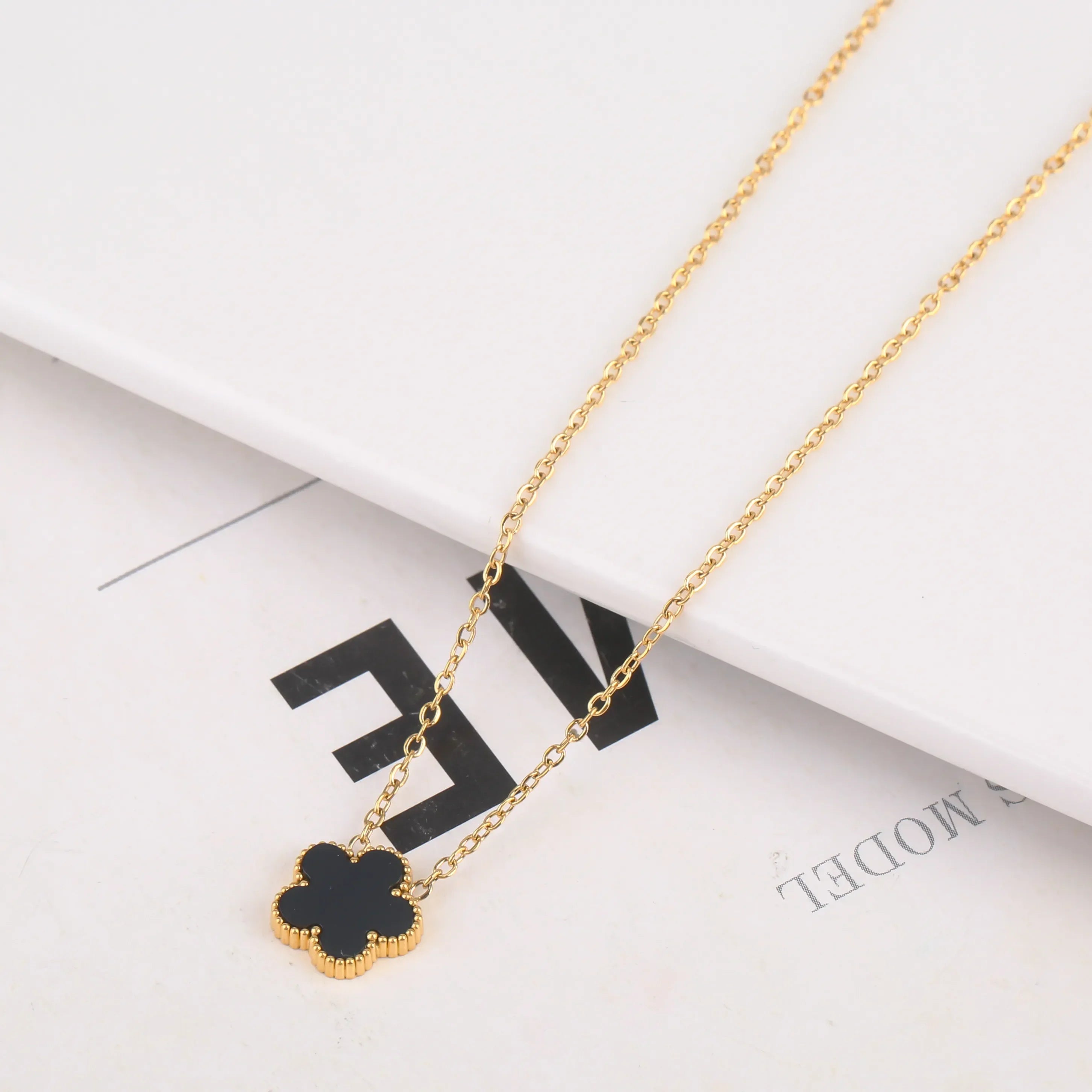 Stainless Steel Non Fading Minimalist Creative Plant Live Leaf Petal Flower Pendant Necklace Earrings Bracelet Jewelry Set
