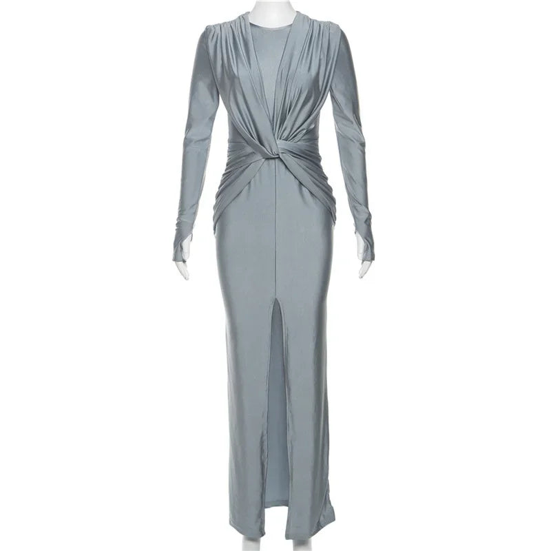 Winter Long Sleeve A-Line Long Bodycon Dress