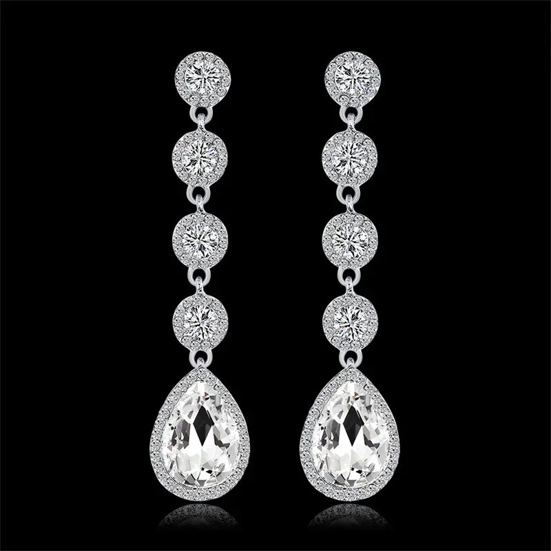Retro Fashion High-grade Crystal Rose Earrings Women Zircon Ear Studs Wedding Jewelry Gifts