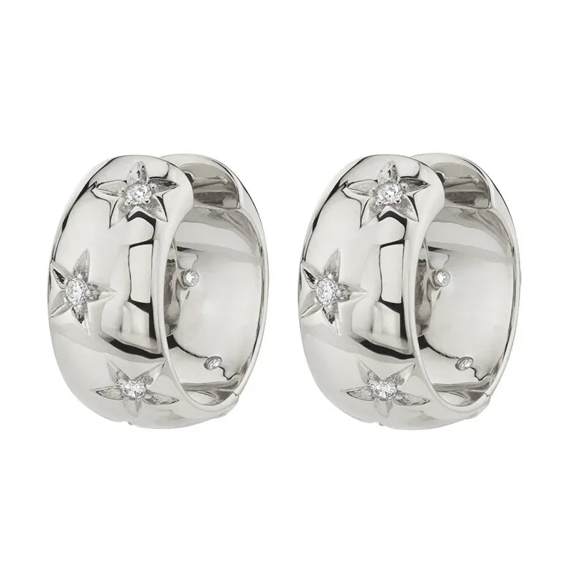 CRMYA Fashion Cubic Zirconia Cz Silver Gold Plated Hoop Earrings For Women Engagement Wedding Trendy Jewelry